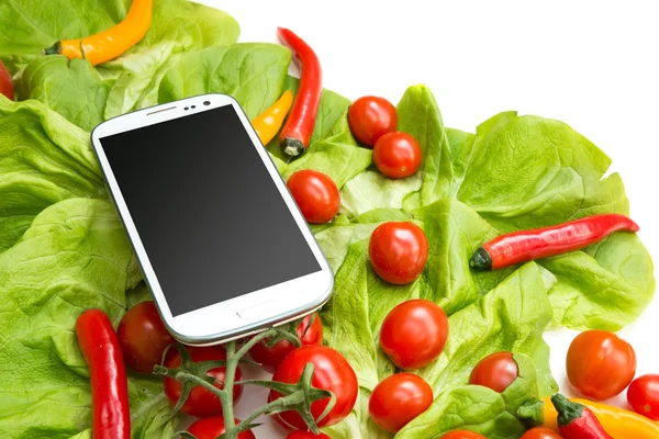 Zelenina a Smartphone — Stock fotografie